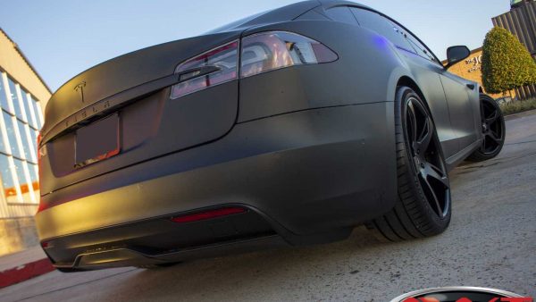 Matte Black Wrapped Tesla Model S