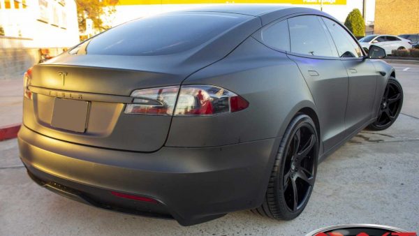 Matte Black Wrapped Tesla Model S