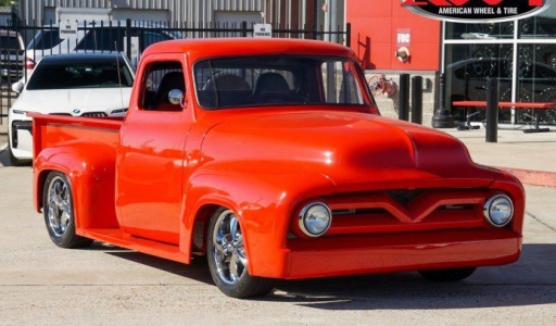 Red 1955 Ford F100